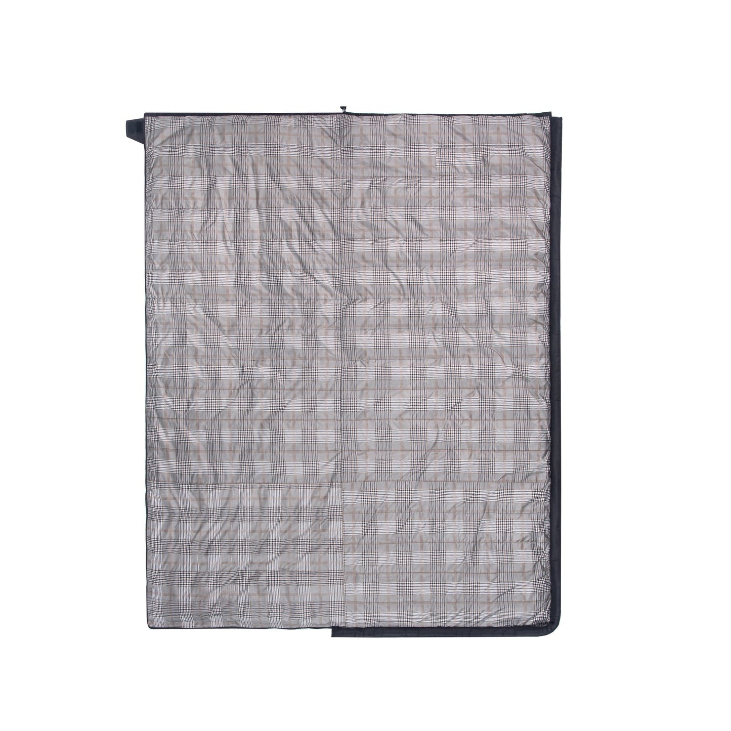 QEZER rectangular down sleeping bag fully unzipped flat as a plaid camping blanket