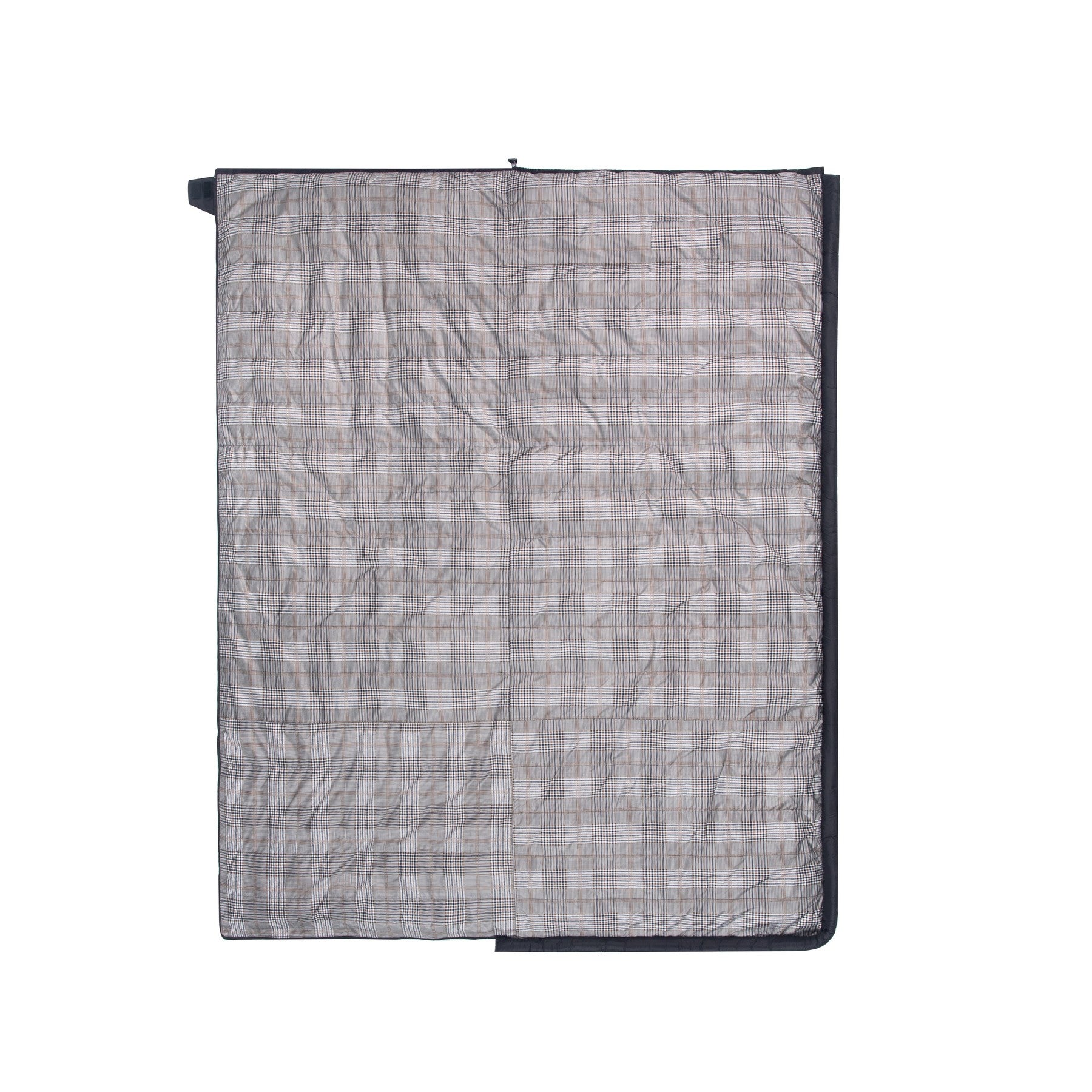QEZER rectangular down sleeping bag fully unzipped flat as a plaid camping blanket