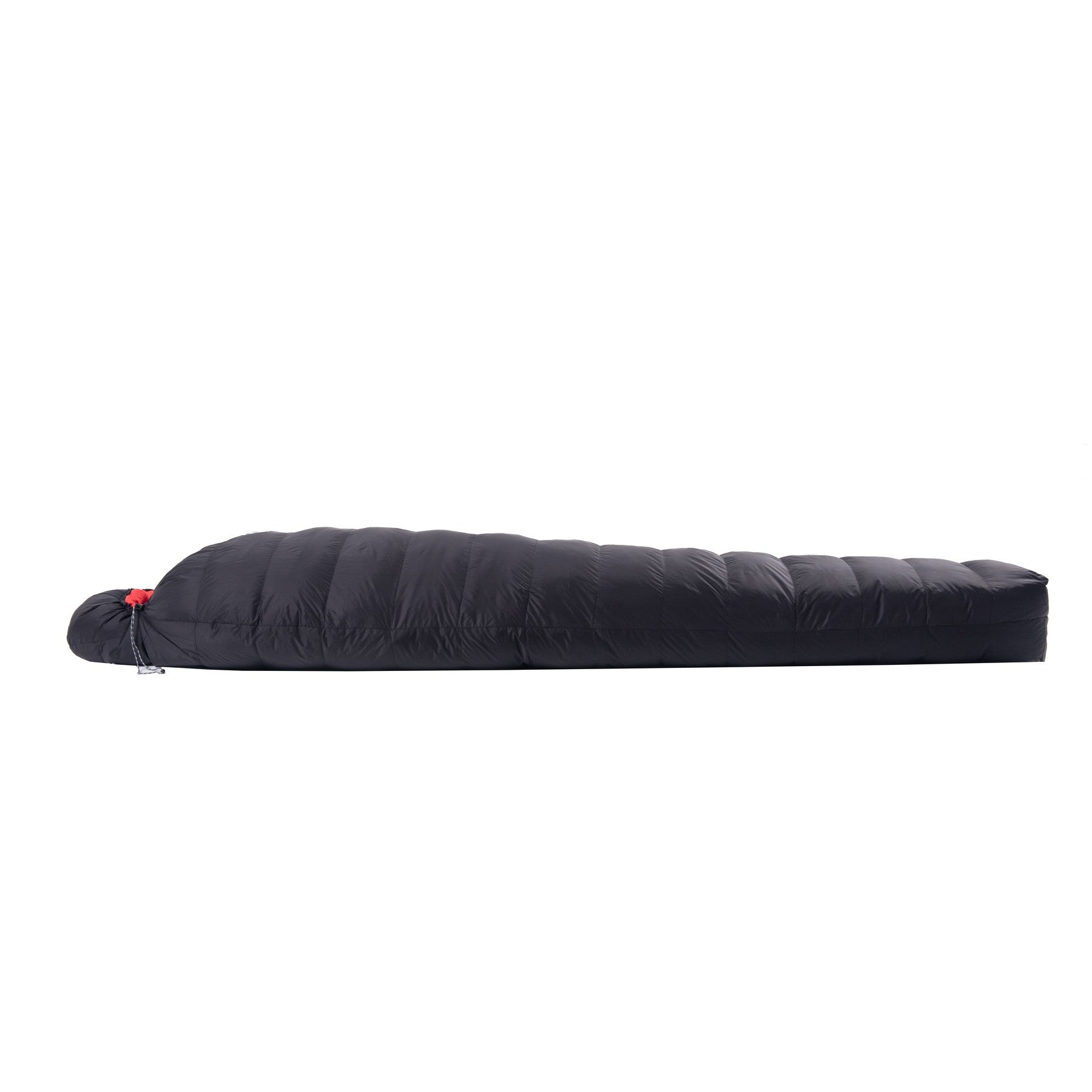 Side profile of QEZER black winter mummy down sleeping bag