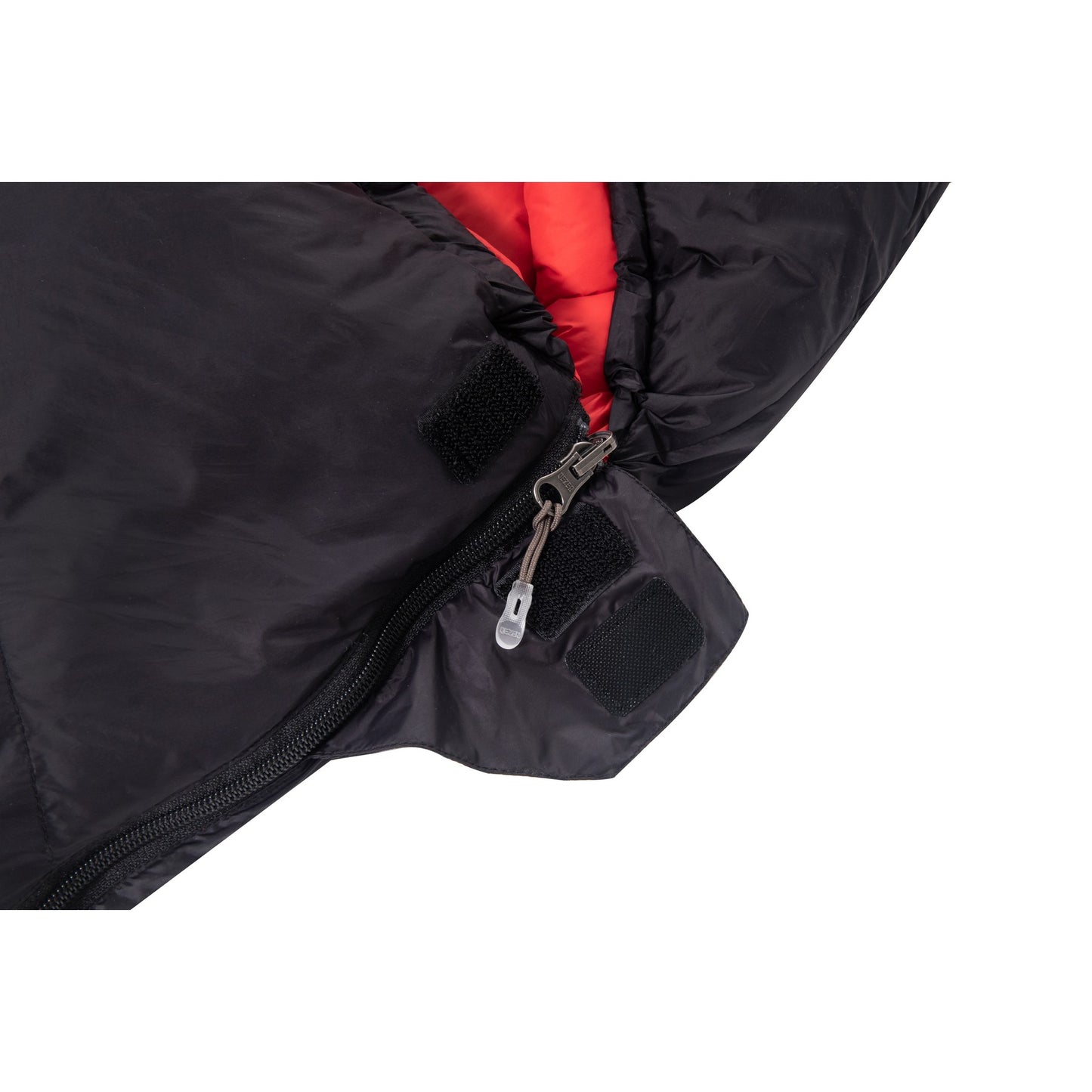 Two-way zipper slider and hook-and-loop closure on QEZER winter sleeping bag