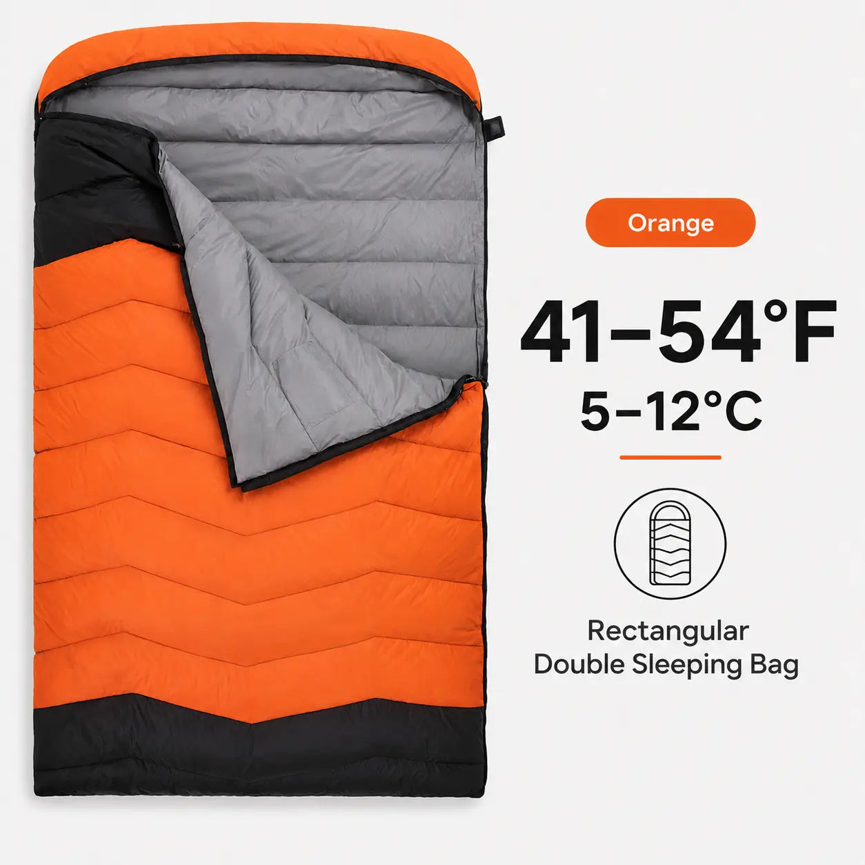 QEZER QDE-DB900 Double Down Sleeping Bag | 2-Person Duck Down Camping Sleeping Bag