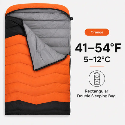QEZER QDE-DB900 Double Down Sleeping Bag | 2-Person Duck Down Camping Sleeping Bag