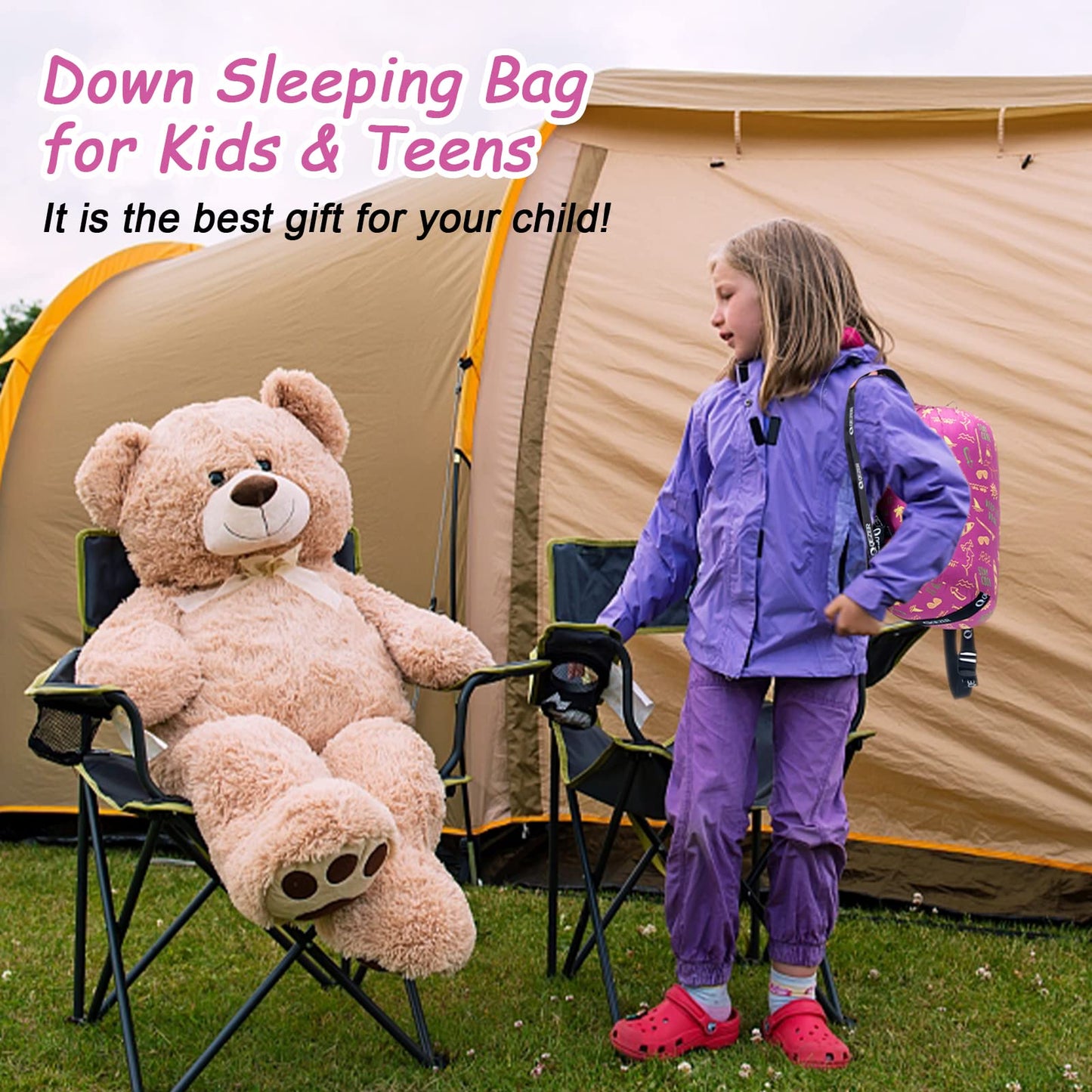 QEZER Kid Sleeping Bag, Ultralight Premium Duck Down Sleeping Bag for Kid and Teenagers(170cmx70cmx35cm ) Camping,Backpacking and Hiking Outdoor