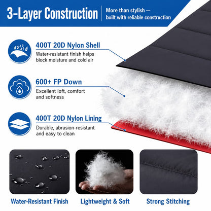 QEZER Ultralight Down Mummy Sleeping Bag | 600FP Duck Down Camping Sleeping Bag