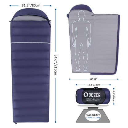 Rectangular Down Sleeping Bag 3 season(QDE-500)