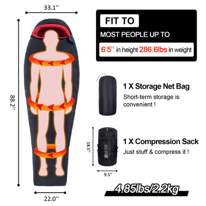 QEZER Winter Down Sleeping Bag 660FP -20℃  (QDM-1500H)