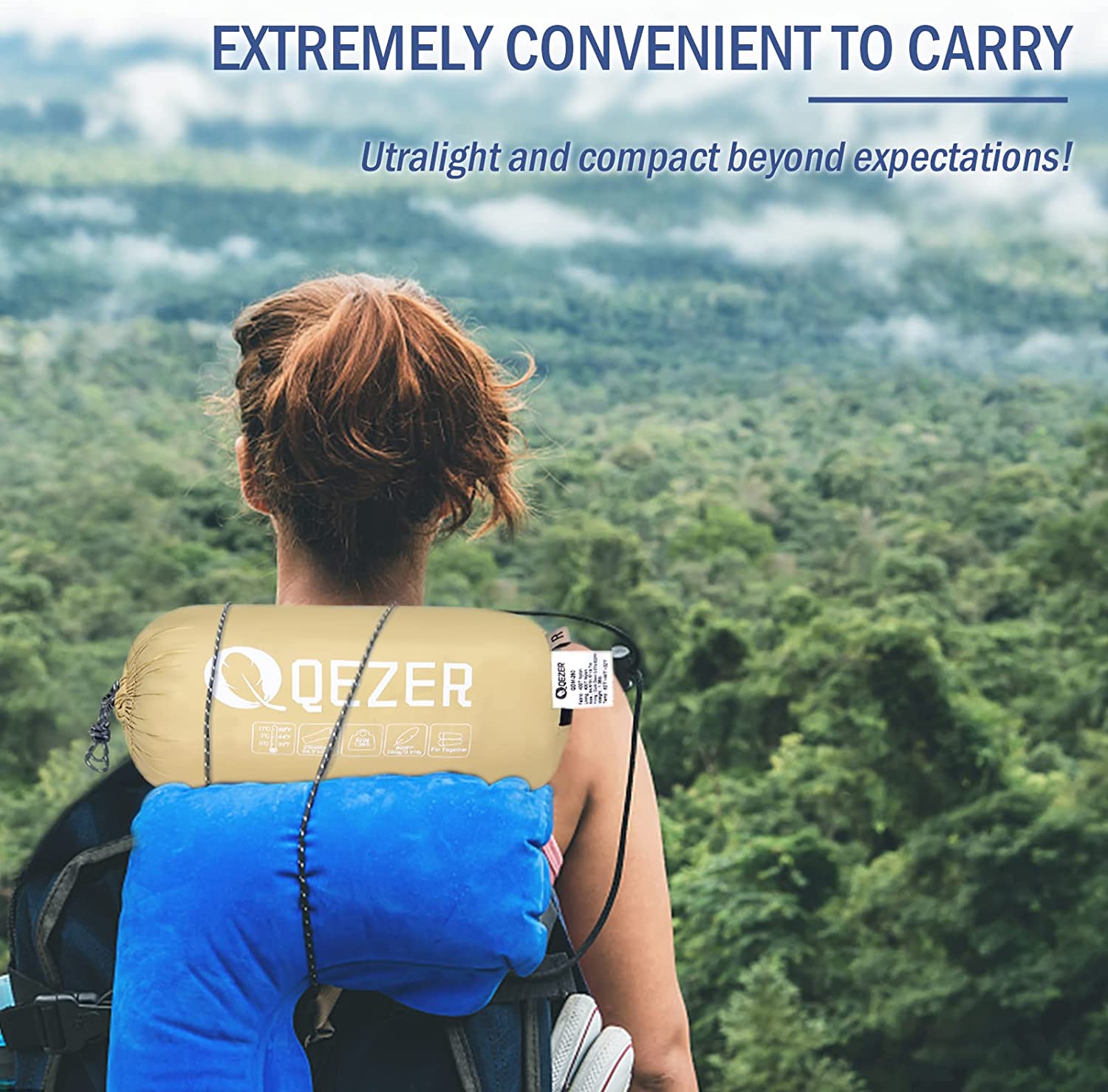 QEZER Down Sleeping Bag for Adults, Ultralight 20°C Degree