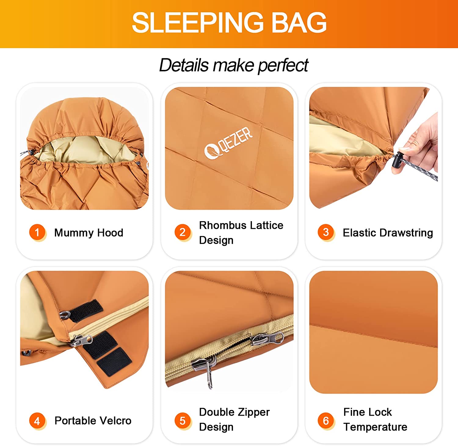 QEZER Down Sleeping Bag for Adults | Ultralight Sleeping Bag